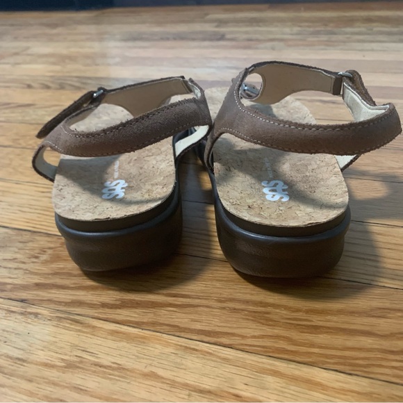 SAS Marina T-Strap Sandal Brown Leather Cork Footbed Comfortable Cushioned Wide - Picture 3 of 12